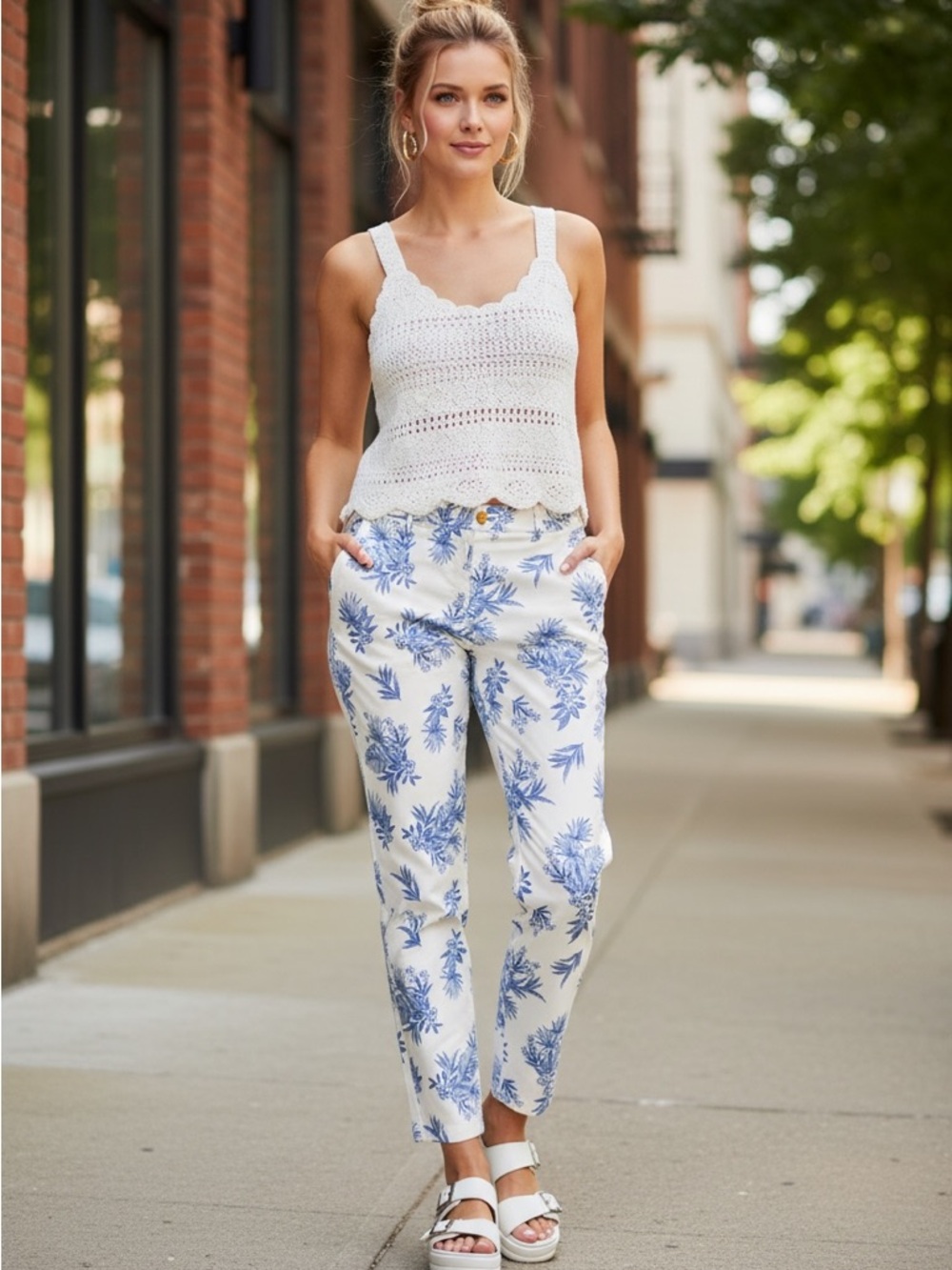 Talbots Floral Chinos
